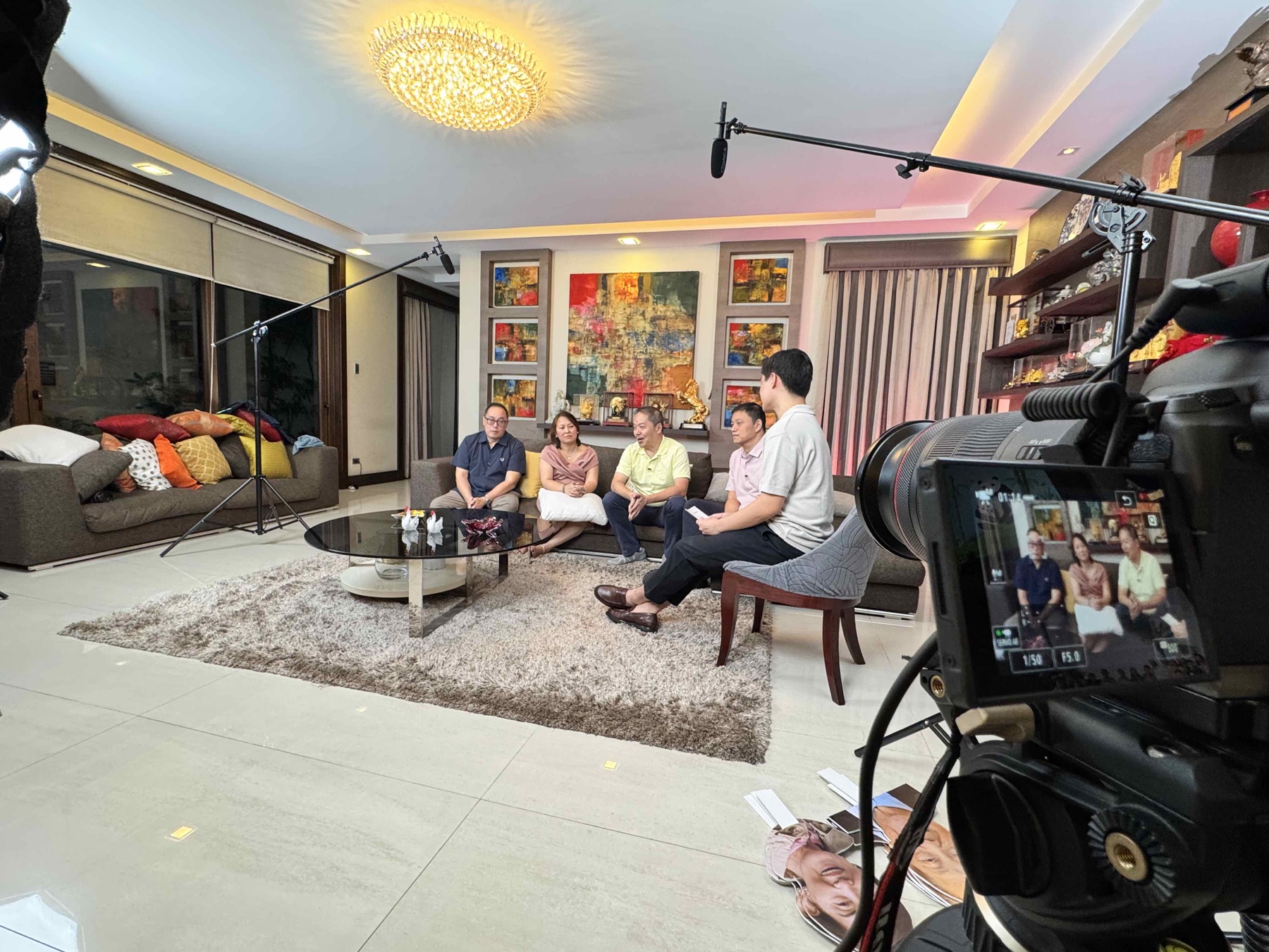 CREVO filming a group interview in a client’s home